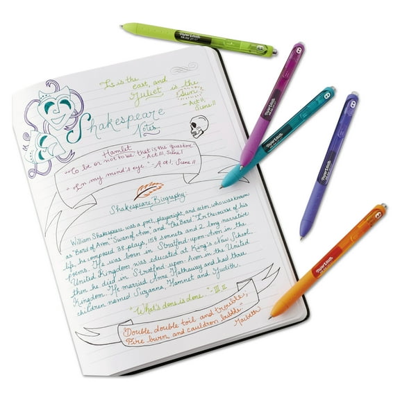 Paper Mate InkJoy Retractable Gel Pens, Fine Point (0.5mm), Blue Ink, 12 Count