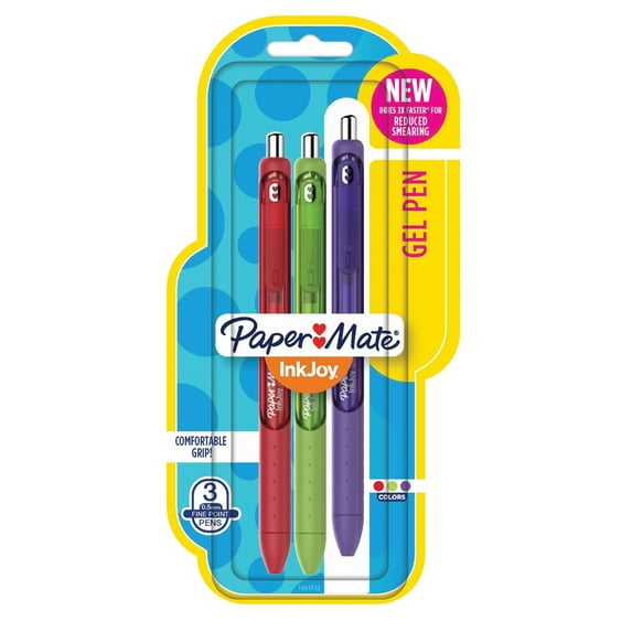 Paper Mate InkJoy Gel Pens, Fine Point, Assorted, 3 Pack
