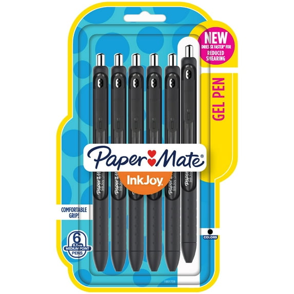 Paper Mate Inkjoy Gel Pens .7mm 6/Pkg-Black