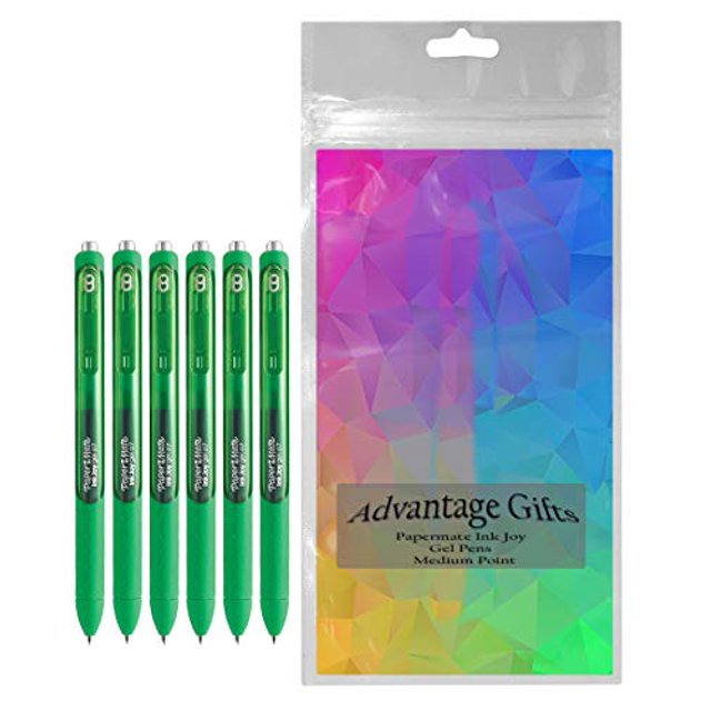Paper Mate Inkjoy Gel Pens, Green Ink, Medium Point (0.7Mm), 6 Count