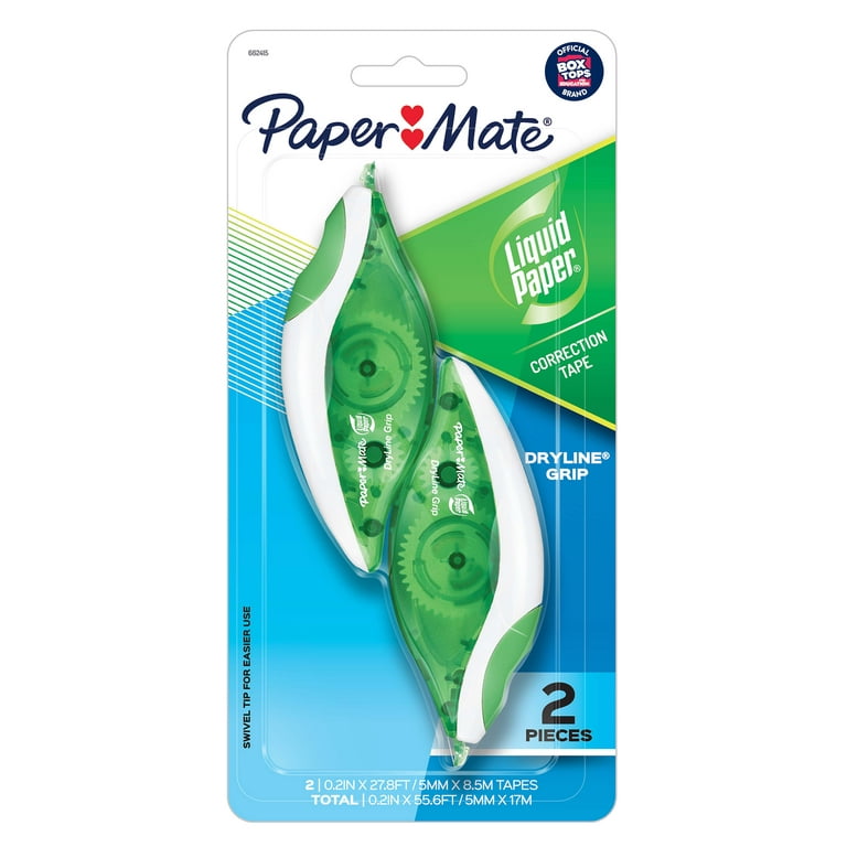 Paper Mate Liquid Paper Dryline Correction Tape, Non-Refillable, 1/6 x 472, 10/Pack (PAP6137406)