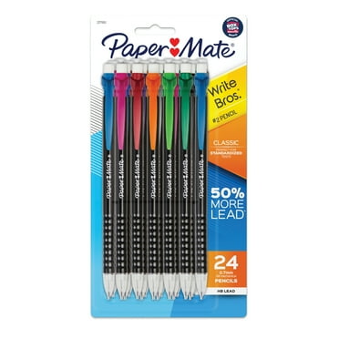 Paper Mate Mechanical Pencils, Write Bros. Classic #2 Pencil, Assorted Colors, 0.7mm, 24 Count