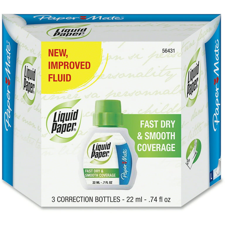 Paper Mate Liquid Paper Correction Fluid, Fast Dry & Smooth Coverage,  White, Pack of 3