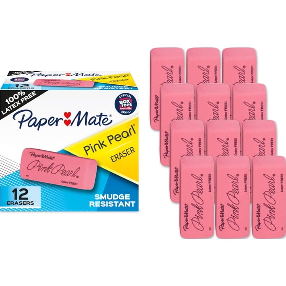 Paper Mate Erasers | Pink Pearl Large Erasers, 12 Count