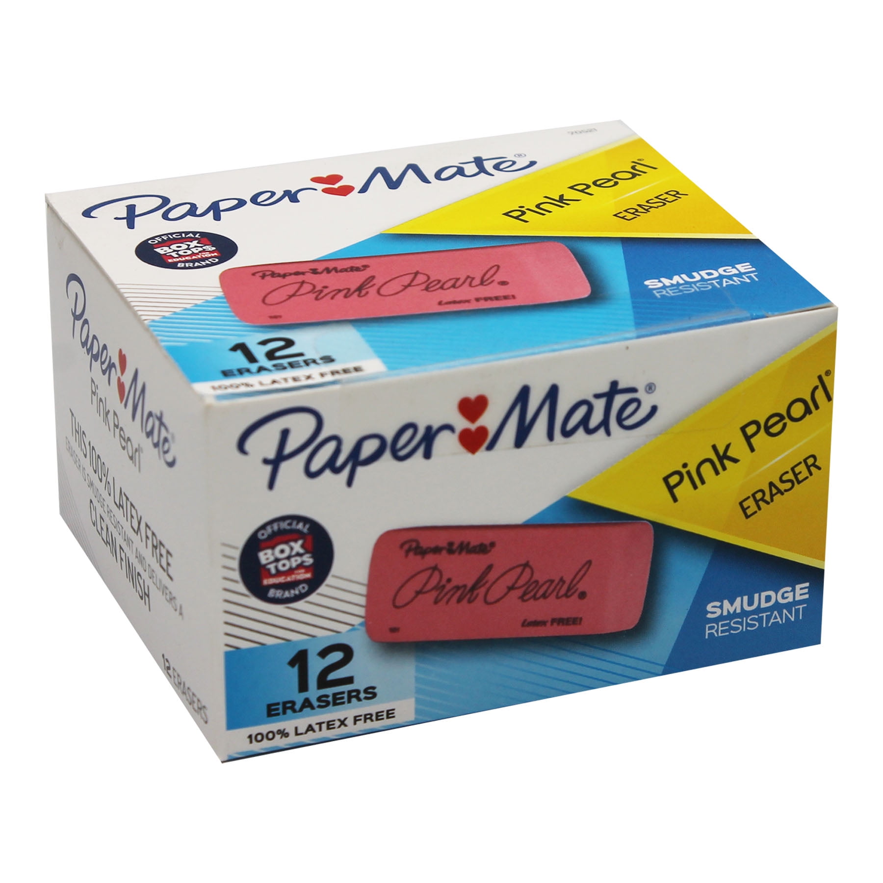 Paper Mate Pink Pearl Erasers, Large, 12 Count