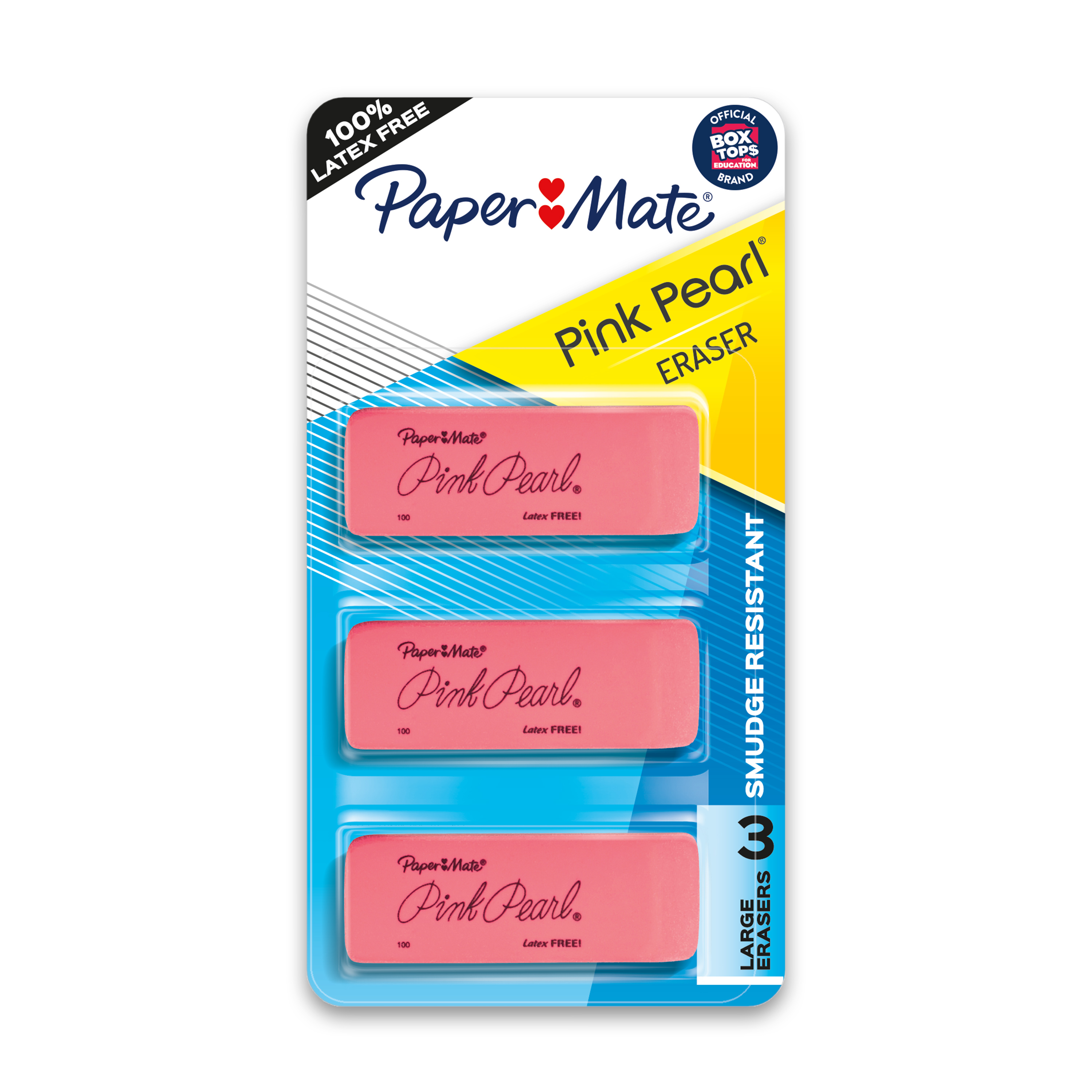Paper Mate Pink Pearl Erasers, Large, 3 Count - image 1 of 6