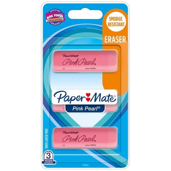 Paper Mate Pink Pearl Medium Eraser, 4 pack
