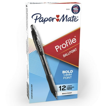 Paper Mate Profile Ballpoint Pen, Retractable, Bold 1.4 Mm, Black Ink, Black Barrel, Dozen | Bundle of 5 Dozen