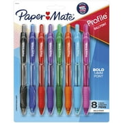 Paper Mate Profile Ballpoint Pen, Retractable, Bold 1.4 mm, Assorted Ink and Barrel Colors, 8/Pack