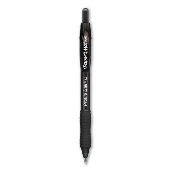 Paper Mate Profile Ballpoint Pen, Retractable, Medium 1 mm, Black Ink, Translucent Black Barrel, 36/Pack