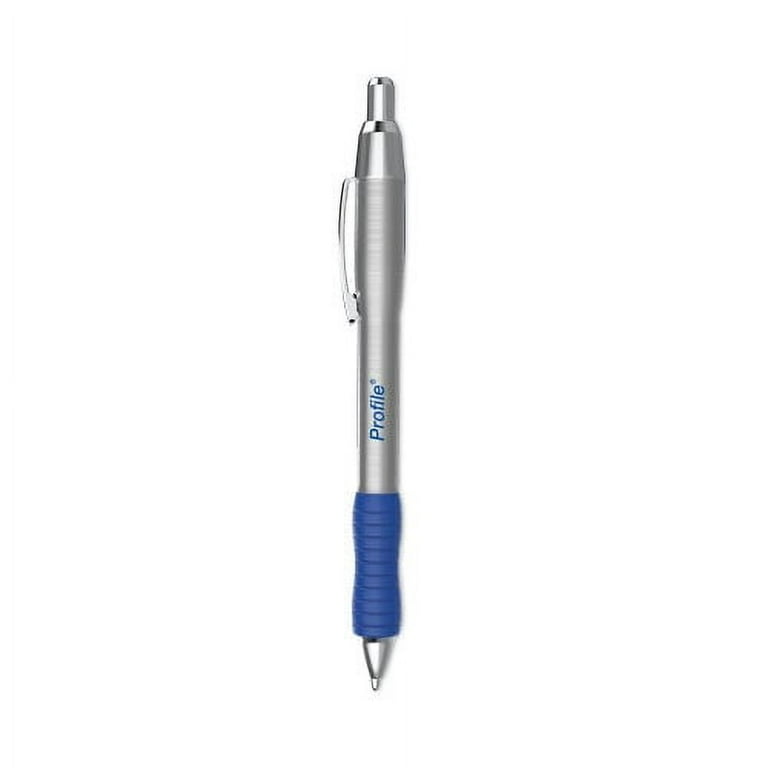 Profile Metal Ballpoint Pen, Retractable, Medium 1 mm, Blue Ink, Silver Barrel, Dozen Profile Metal Ballpoint Pen, Retractable, Medium 1 mm, Blue Ink, Silver Barrel, Dozen