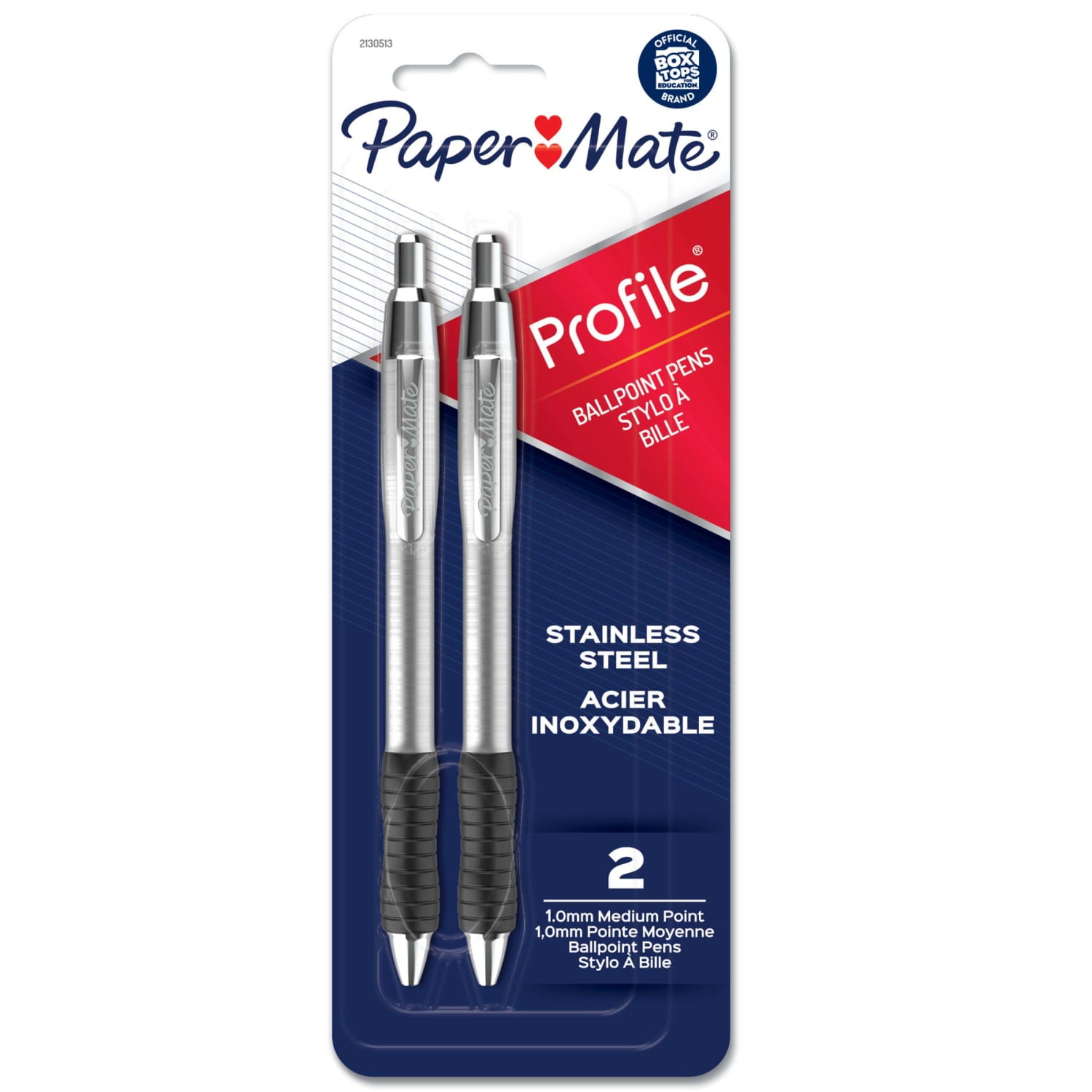 Paper Mate Profile Metal Barrel Retractable Ballpoint Pen Medium Point Black Ink 2/Pack (2130513)