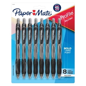 Paper Mate Profile Retractable Ballpoint Pens, 1.4 mm Bold Point, Black, 8 Count