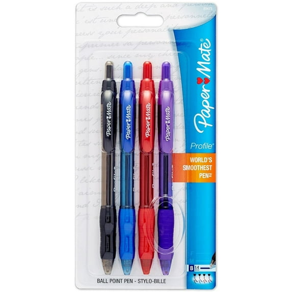 Paper Mate Profile Retractable Ballpoint Pens, Assorted Colors 4 ea (Pack of 4)