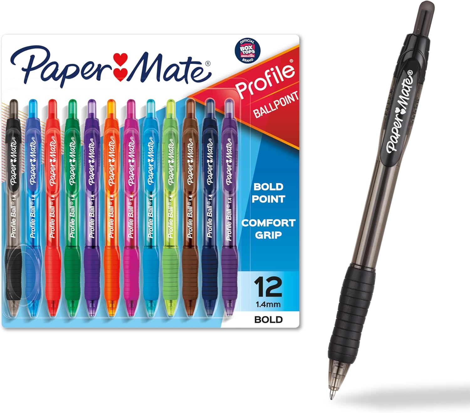 Paper Mate Profile Retractable Ballpoint Pens, Bold (1.4mm), Assorted