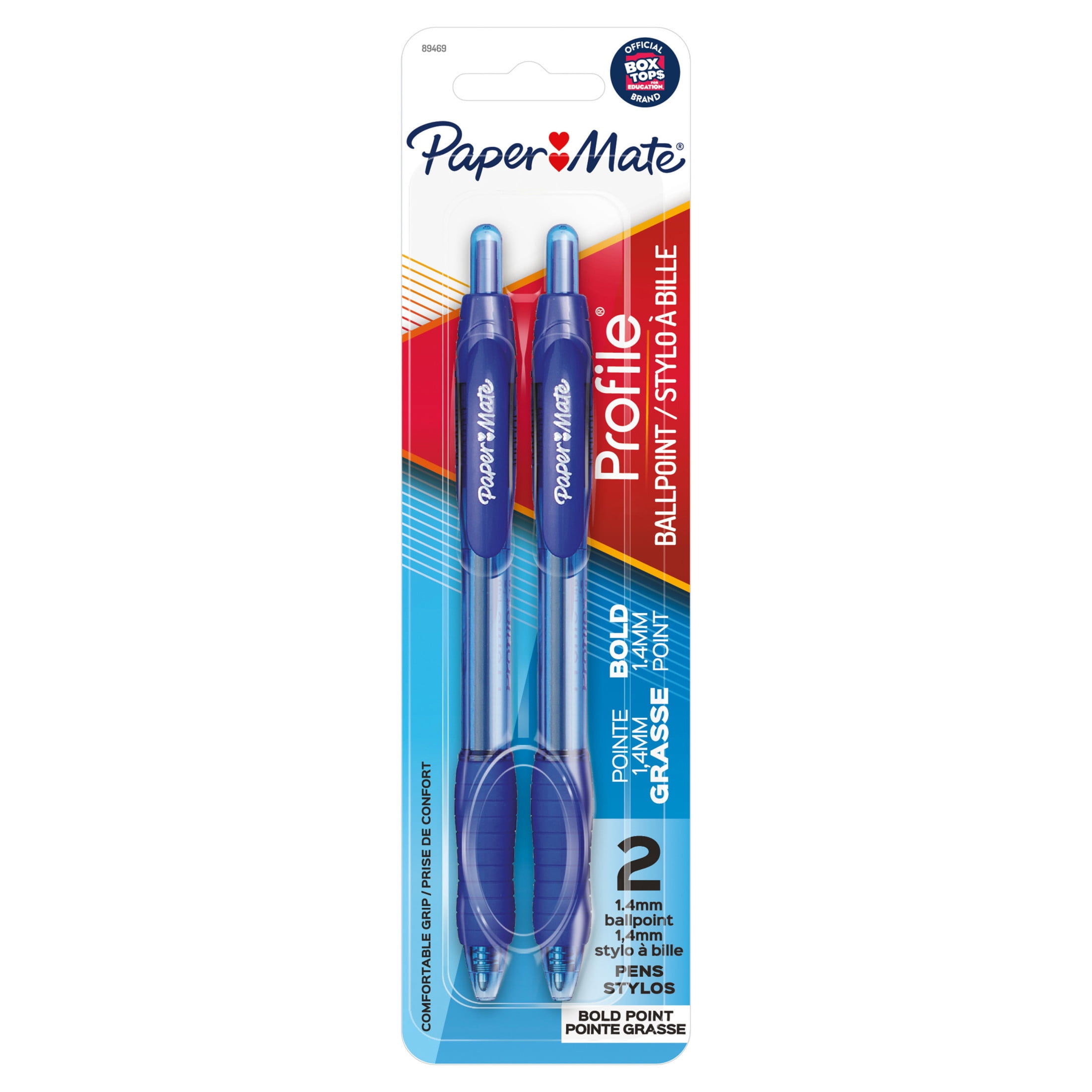 Paper Mate Profile Retractable Ballpoint Pens Bold (1.4mm) Blue 2 Count