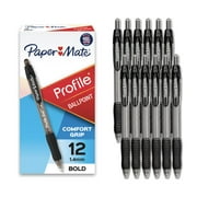 Paper Mate Profile Retractable Ballpoint Pens, Bold Point (1.4mm), Black, 12 Count