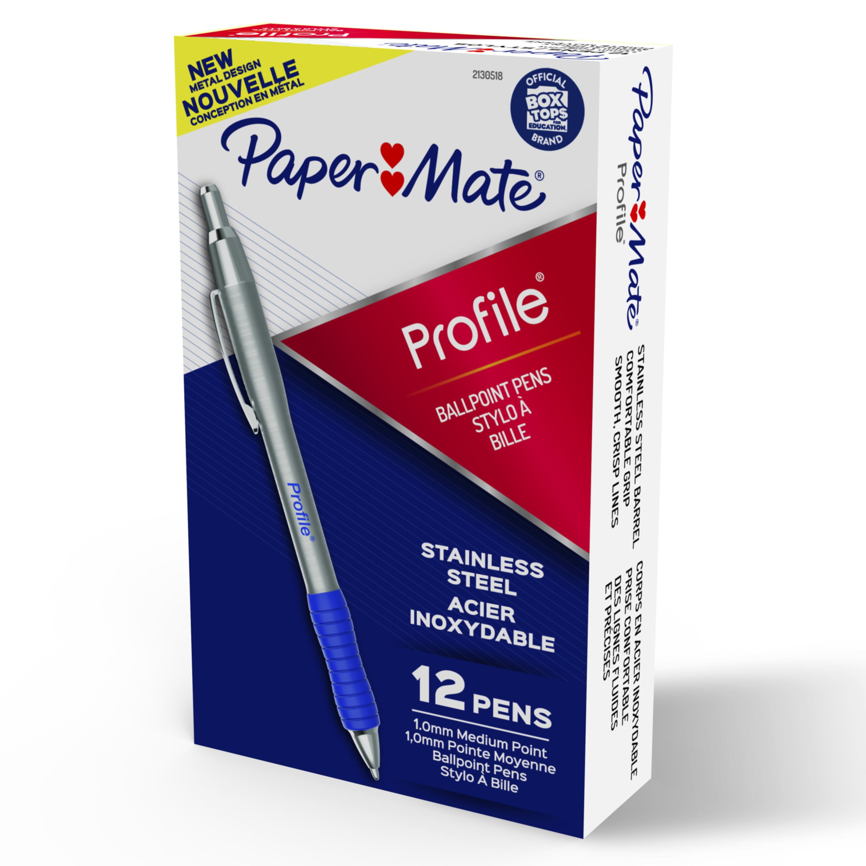 Paper Mate Profile Retractable Gel Pens, 0.7 mm, Black, 4 Count