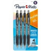 Paper Mate Profile Retractable Gel Pens, 0.7 mm, Black, 4 Count
