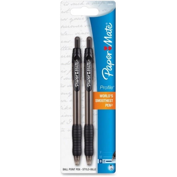 Paper Mate Retractable Profile Ballpoint Pens Bold Pen Point - 1.4 mm Pen Point Size - Refillable - Retractable - Black - Black Barrel - 1 Pack