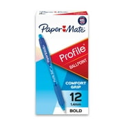 Paper Mate Retractable Profile Ballpoint Pens, Bold Tip, Blue Ink, 12 Count