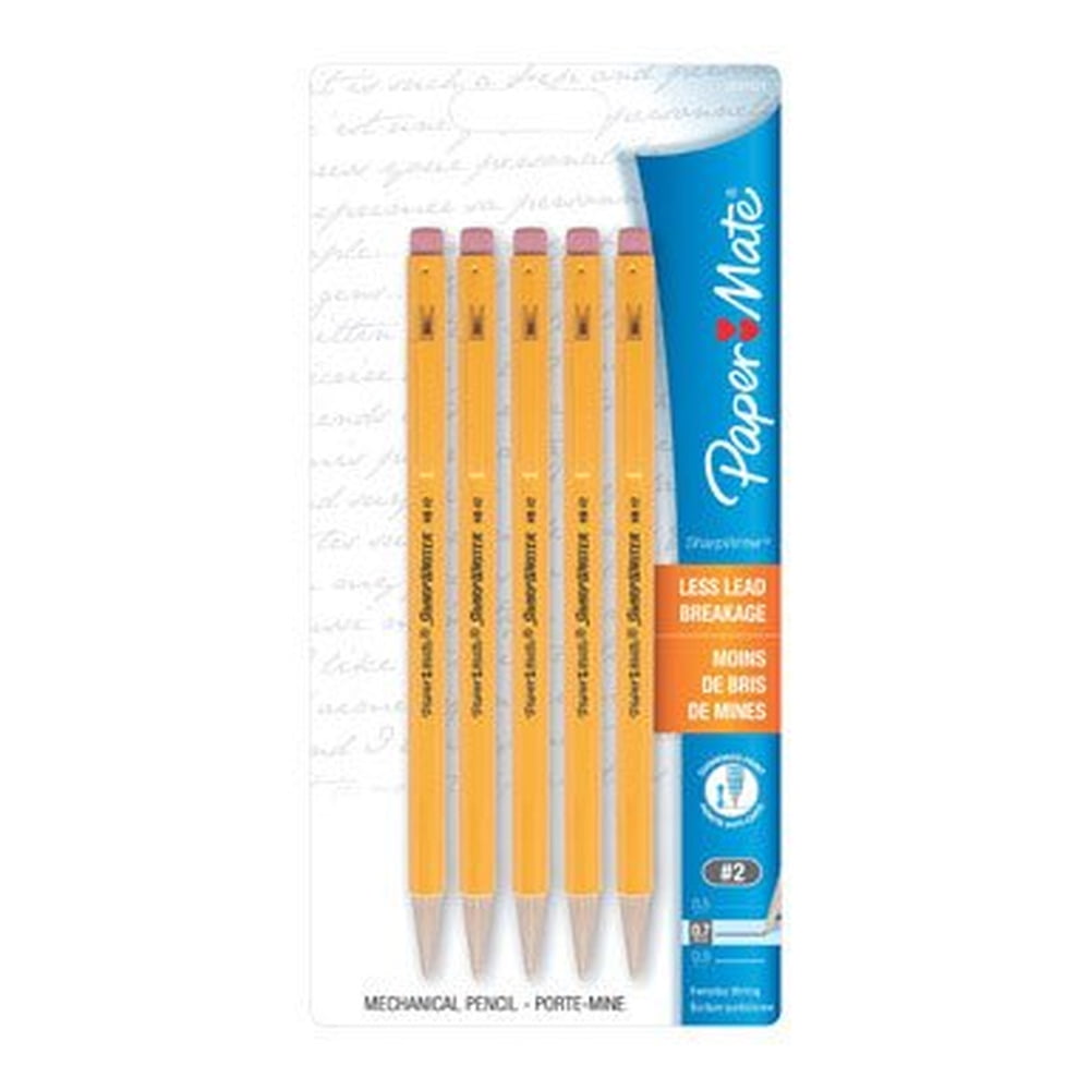 Paper Mate SharpWriter Mechanical Pencils, 0.7mm, HB 2, Yellow, 6