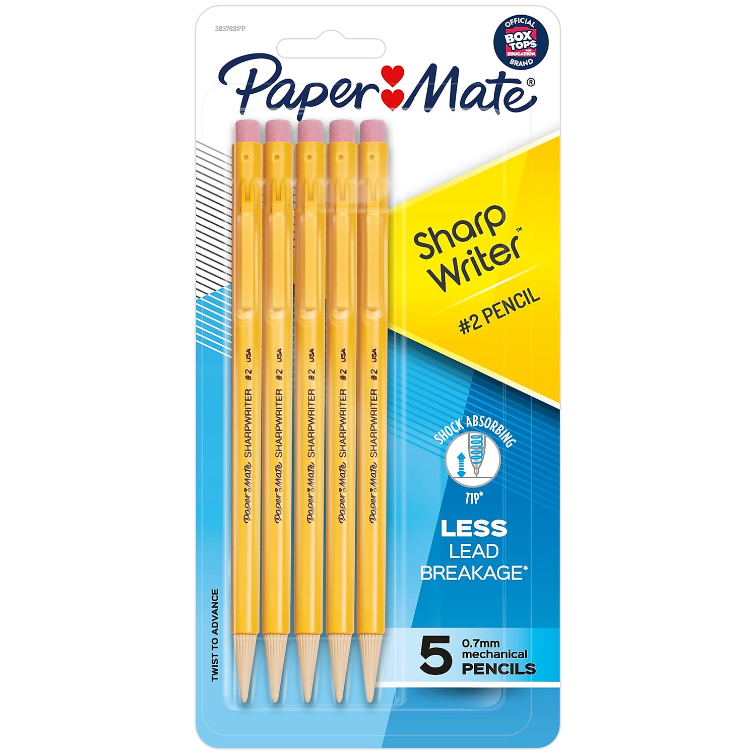 Paper Mate Sharpwriter Mechanical Pencils 0.7mm Yellow Barrel 5 pk 30376