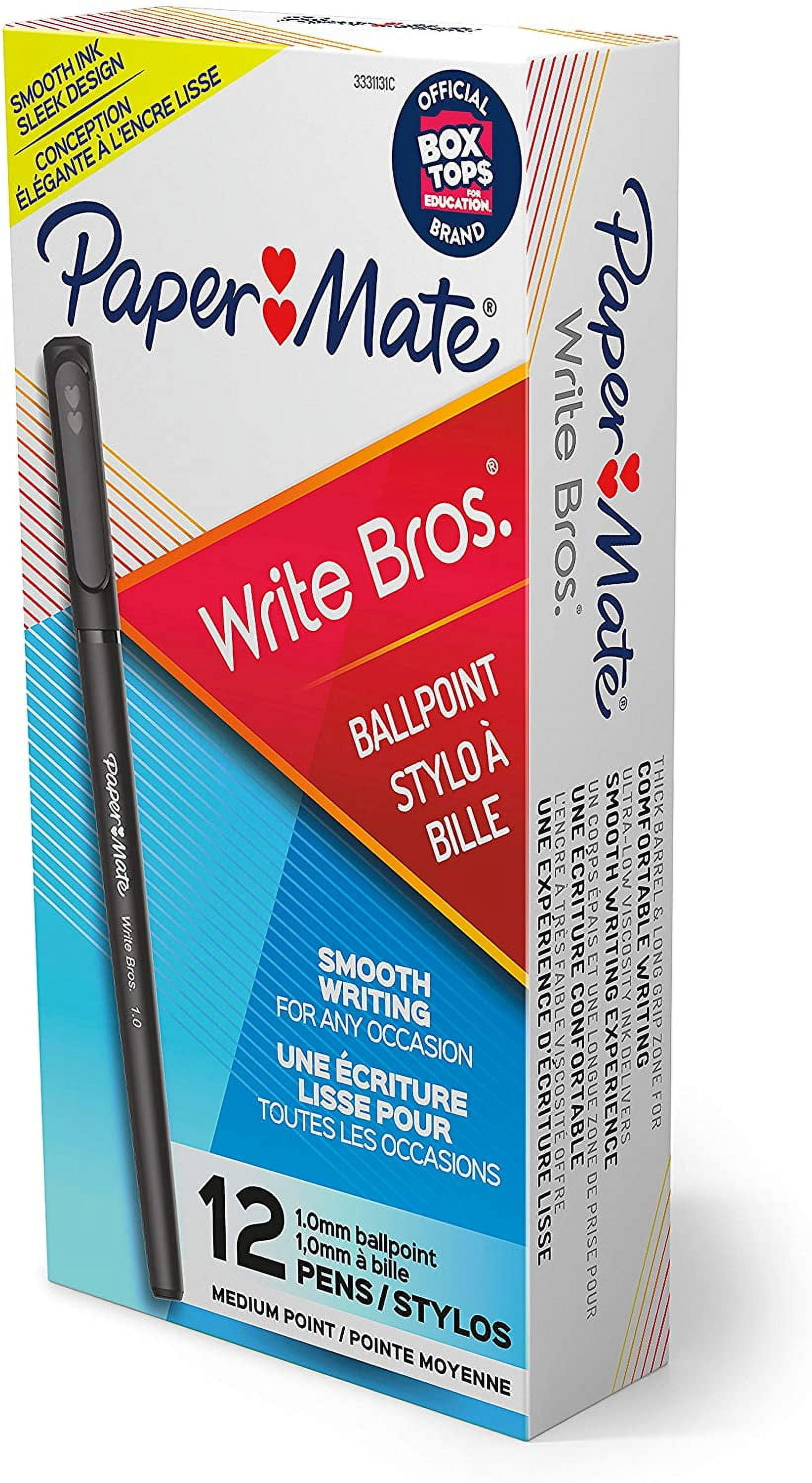 Paper Mate Write Bros Ballpoint Pens, Medium Point (1.0mm), Black, 12
