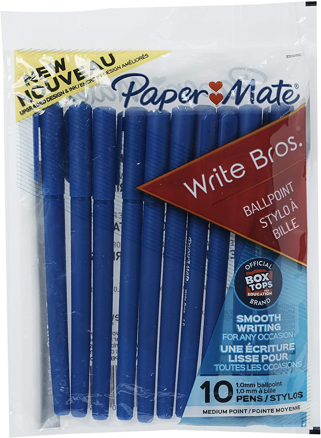 Paper Mate Write Bros Ballpoint Pens, Medium Point (1.0mm), Blue, 10