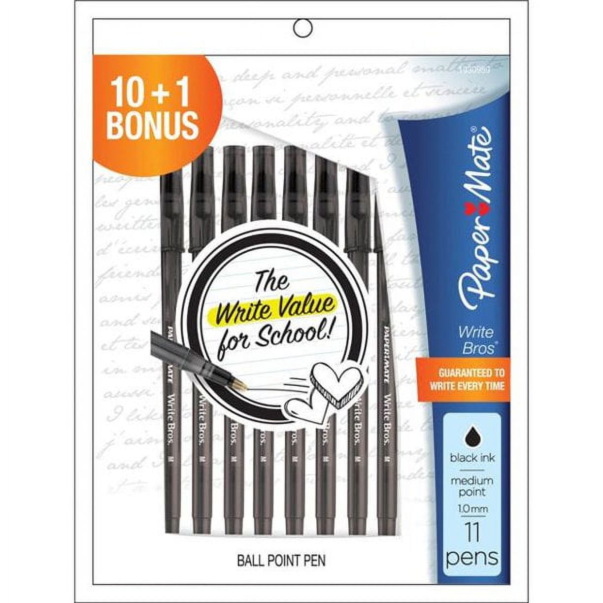 Paper Mate Write Bros Ballpoint Pens, Medium Point, Black, 11 Count