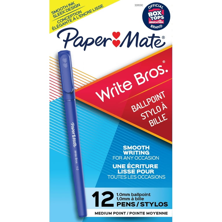 Paper Mate Write Bros Ball Point Pens, Medium Point (1 mm), Blue Ink - 10 pens