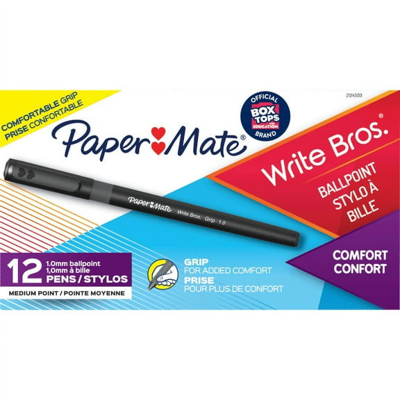 Paper Mate Write Bros Grip Ballpoint Pen 1 mm Black Ink Black Barrel Dozen | Bundle of 5 Dozen