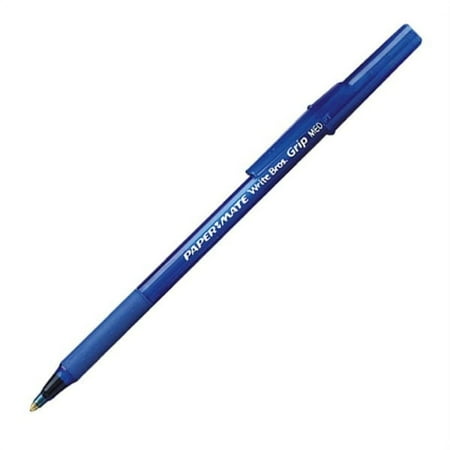 Paper Mate® Write Bros.® Grip Ballpoint Stick Pens, Fine Point, 0.8 mm, Blue Barrel, Blue Ink, Pack Of 12