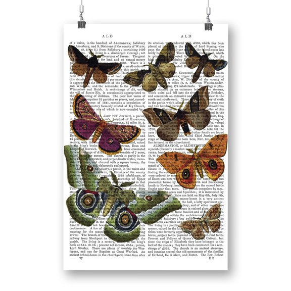 Paper Moths Poster - Fab Funky Designs,
