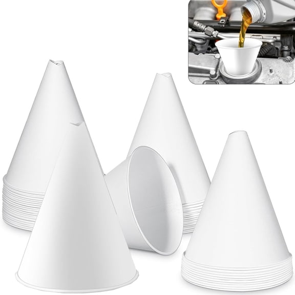 30 Pcs Disposable Engine Oil Funnels,Bexikou Oil Paper Cone Funnel for Motor Oil,Car Oil Change Funnels for Engine Oil Coolant Water Perfume Essential Oils