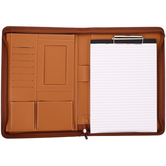 Paper Organizer Folder Zipper Bag Work 34.30X25.00X2.80CM Brown
