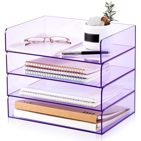 Paper Organizer Letter Tray Acrylic Desk File Organizer Heavy Duty Stackable Documents Clear Letter Paper Holder Sorter Office Tray for A4, Office Classroom Home File Pad Notebooks