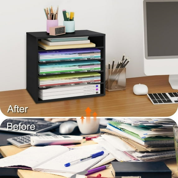 Paper Organzier Wood Desktop Organizer Storage Letter Tray File Sorter ...