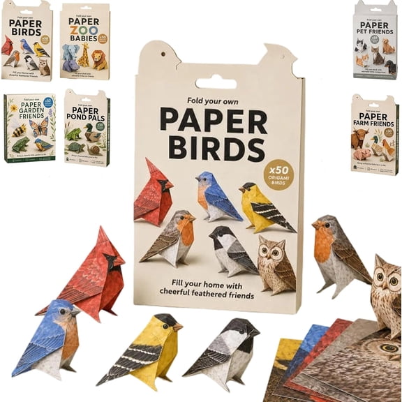 Paper Origami DIY Kit, 50 Sheets Double-Sided Animal Patterned Folding Paper Set with Instruction Booklet for Teens Adults Beginners (1 Pc)