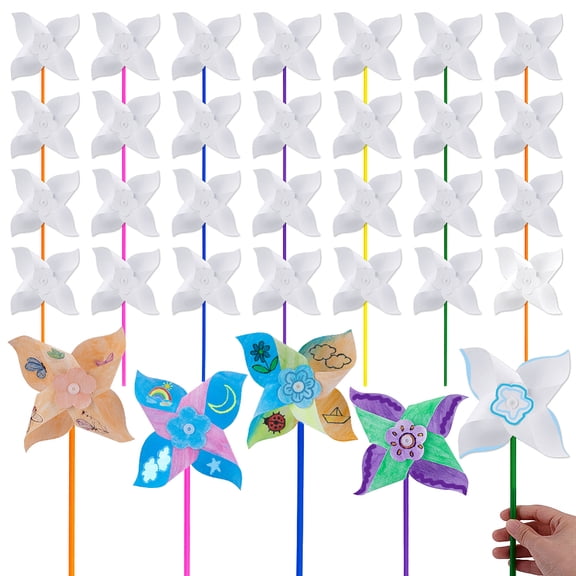 Paper PVC Blank DIY Pinwheels Craft for Kids Art and Craft Mixed Color 299x6mm