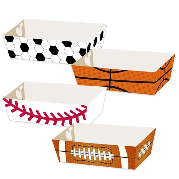 Paper Party Favor Boxes Set of 4 Sports Theme Snack Candy Treat Boxes for Birthday Competition Goodie Bags Lunch Boxes for Party Supplies Gift Box Containers