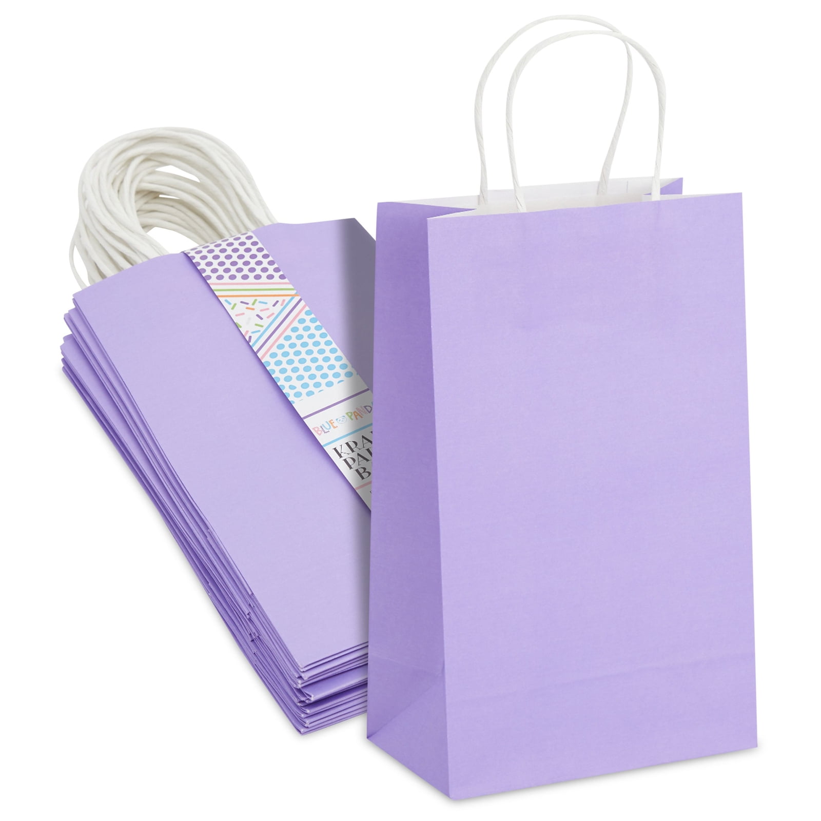 50 Pack Purple Paper Gift Bags with Handles, Bulk Set for Birthday