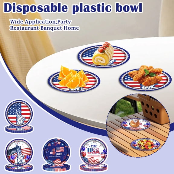 Paper Party Plates, Disposable Plates, Plates Disposable, 9inRound, American Flag, Stars, Party Supplies, Veterans Day Celebrations, Backyard Picnics, Patriotic Decor, 10 Pc