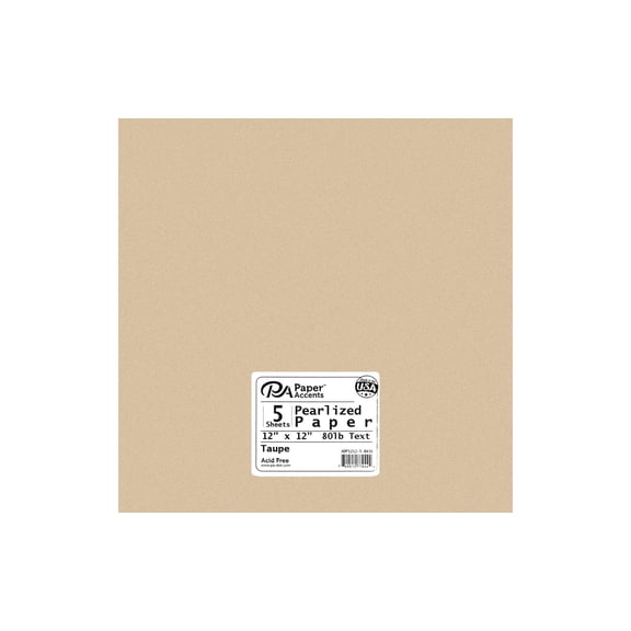 Paper Pearlized 12x12 80lb Taupe 5pc