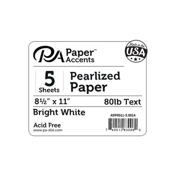 Paper Pearlized 8.5x11 80lb Bright White 5pc