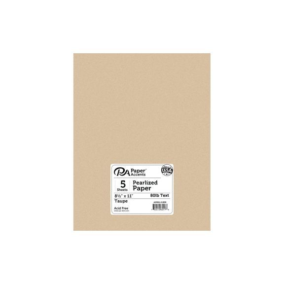 Paper Pearlized 8.5x11 80lb Taupe 5pc