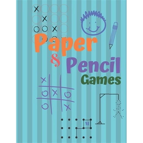 Pre-Owned Paper & Pencil Games: Paper & Pencil Games: 2 Player Activity Book, Blue - Tic-Tac-Toe, Dots and Boxes - Noughts And Crosses (X and O) - Han
