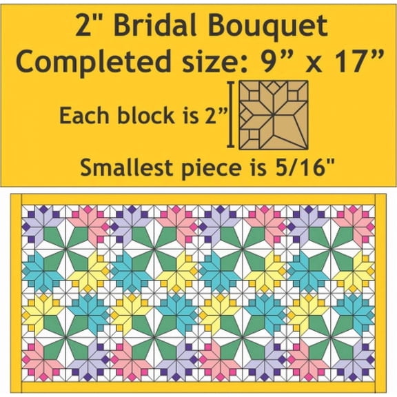 Paper Pieces EPP Quilting Pattern Miniature Bridal Bouquet Wall Hanging - Quilts