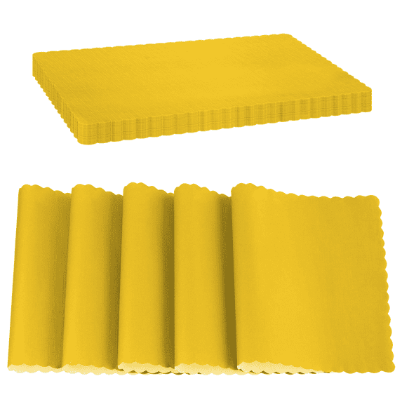 Paper Placemat Disposable, Yellow Place Mats with Scalloped Edges, Durable Paper Placemat for Holiday Wedding Party Supplies Decor, 9.75 X 14 Inches, Pack of 50 - by SparkSettings