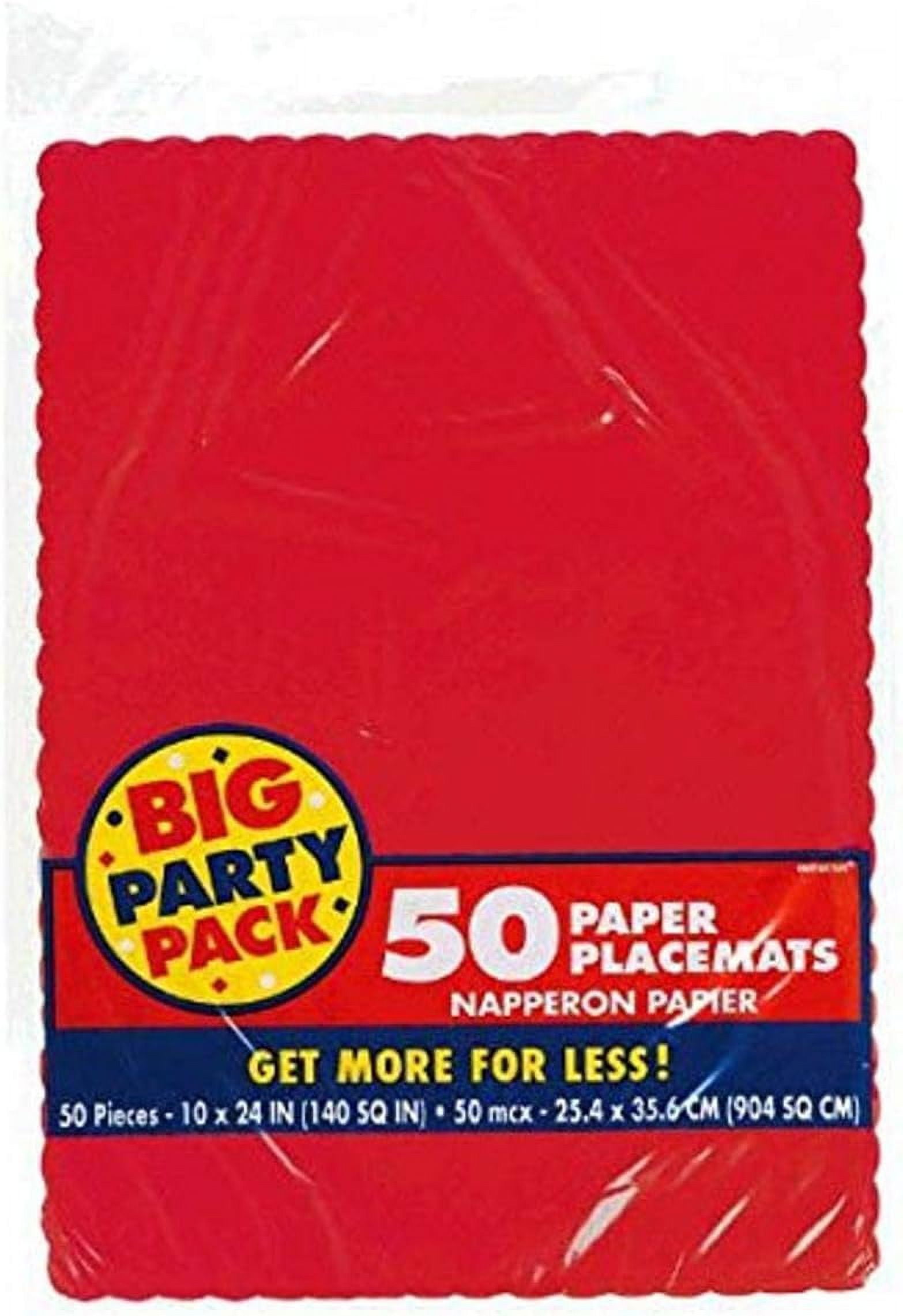 Paper Placemats Decorations, 10" X 14", Red